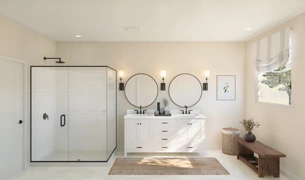 Barcelona Owners Bath Farmhouse Palette 2 Level 1 European Farmhouse